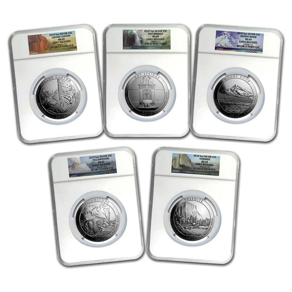 2010 5 oz America The Beautiful 5 Coin Set NGC MS69 Early Release - Image 1 of 1
