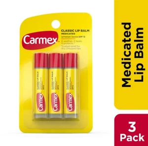 Carmex Medicated Lip Balm Sticks, Lip Moisturizer for Dry, Chapped Lips, 0.15 OZ