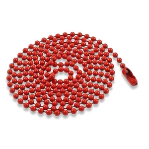 Collana Catena Sfere in Acciaio Rivestito Rosso | #3 Catena Etichette Cane | 2,4 mm 30 pollici - Foto 1 di 5