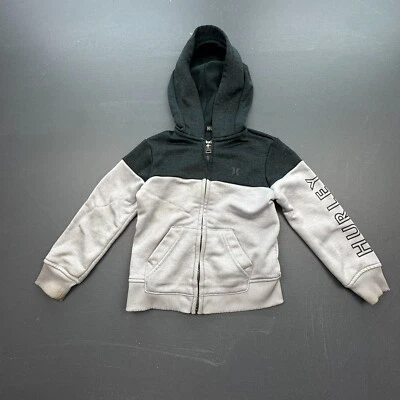 Moletom com capuz Hurley criança meninos 2T zíper completo preto cinza logotipo colorblock - Imagem 1 de 4