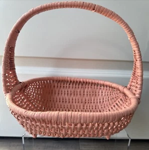 Cesto vimini rosa vintage con manico San Valentino fiori bambina baby shower 10” Pasqua - Foto 1 di 9