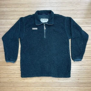 Vintage Columbia Sherpa Fleece Jacket Unisex Large Green 1/4 Zip Pullover - Picture 1 of 10