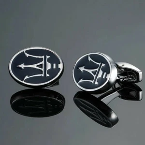 Maserati Silver Car Logo Cufflinks Formal Business Wedding for Suit Shirt - Picture 1 of 2