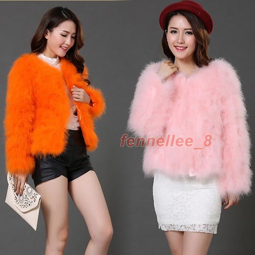 OFF WHITE Cappotto donna vera piuma tacchino pelliccia vera giacca invernale caldo soprabito