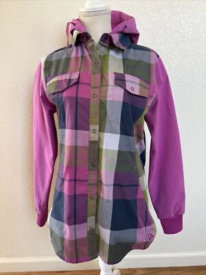 JAQUETA COM CAPUZ BURTON RIDE SNOW SKI SNOWBOARD ZÍPER COMPLETO FEMININA TAMANHO M XADREZ ROSA - Imagem 1 de 4