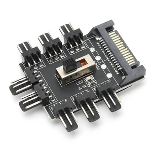 Fan Hub 3-Pin Netzteil 1 bis 8 Splitter für Computer Kühlung Netzteil - Afbeelding 1 van 10