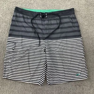Nike Swim Board Shorts Men's Size 36 Black White Striped Drawstring - Picture 1 of 8