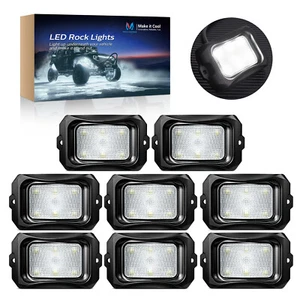 MICTUNING C2 8 Pods Pure White LED Rock Lights Underglow Underbody Car Lamp IP68 - Picture 1 of 24