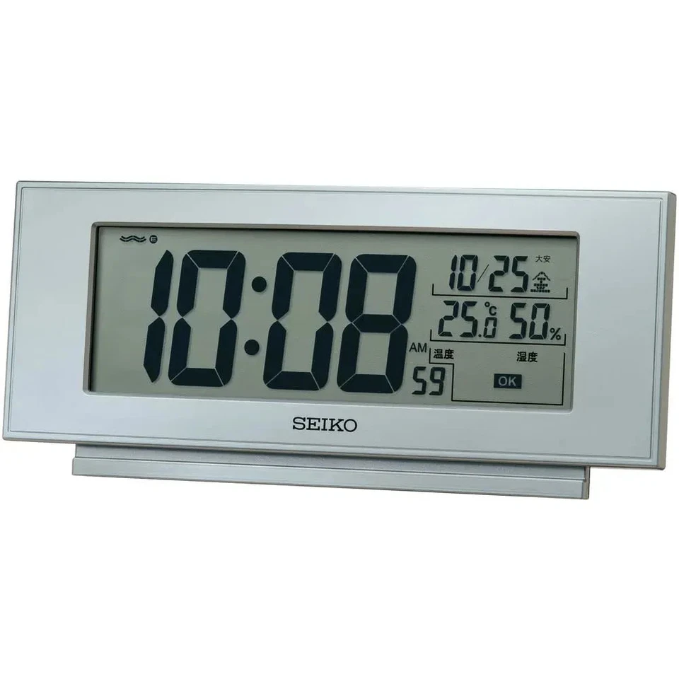 Reloj despertador digital Seiko radio temperatura humedad pantalla SQ794S/SQ794W para Japón Foto 1 de 1