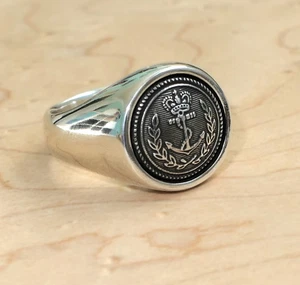 Anker Ring Herren Silber 925 Ankerring Maritimer Siegelring Wappenring Marine - Picture 1 of 11