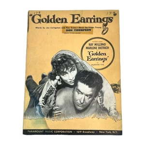 " GOLDENE OHRRINGE " Noten Ray Milland-Marlene Dietrich Paramount 1946 Vintage - Bild 1 von 4
