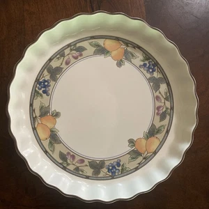 Mikasa Intaglio Garden Harvest 9.5” Tart Pie Round Oven Table Baking Dish CAC29 - Picture 1 of 9