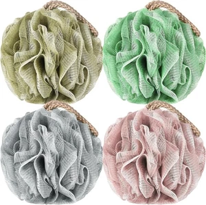 Loofah Sponge Pack of 4, Deep Cleansing Body Scrubber for Shower, Exfoliating - Foto 1 di 9