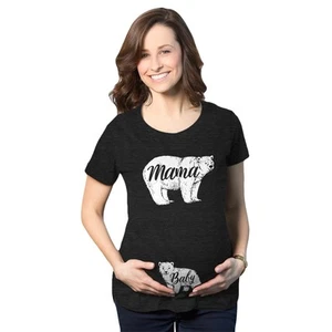 Maternidad Mamá Oso Bebé Embarazo Anuncio Camiseta Linda Revelación Bump Camiseta - Imagen 1 de 20