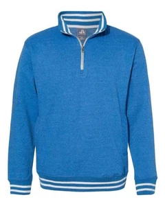 JAmerica 8650 1/4 zip Fleece Sz XXL 60/40 Cotton Poly Fleece Royal Blue/White - Picture 1 of 3