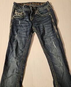 Rock Revival Klandi Women's Slightly Distressed Boot Jeans 25 - Picture 1 of 10