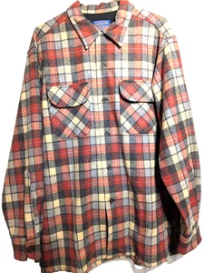 Pendleton Board Shirt Mens M Red Gray Plaid Wool Long Sleeve Button Up Pristine! - Picture 1 of 16