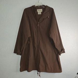 Eddie Bauer Brown Nylon Trekker Trench Pockets Size Large - Picture 1 of 20