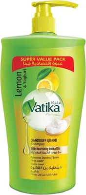 Champú protector contra la caspa Vatika Naturals - 1000 ml | Extractos naturales de limón y yogur Foto 1 de 4