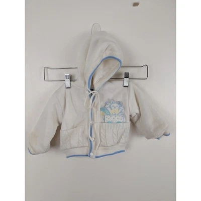 Chaqueta Suéter Bebé Vintage 6m Blanco Azul Carriage Boutiques Bunny Foto 1 de 4