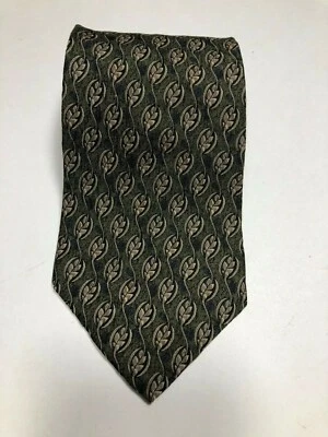 Cocktail Collection Wavy wheat/grain Patterned Olive Background Necktie - Image 1 of 2