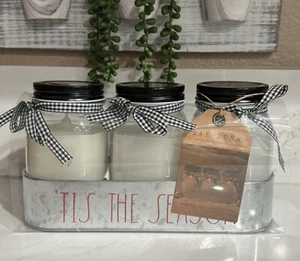 Rae Dunn 'TIS THE SEASON Flameless Mason Jar Candles - Picture 1 of 2