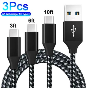 3 Pack Fast Charging Cable USB Type C Cable Galaxy S8 S9 S10 S20 S21 S22 - Picture 1 of 5