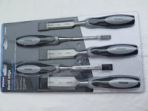 Wickes Bevel Edge 5 Pieces Chisel Set in blister pack. (Brand New) - Picture 1 of 4