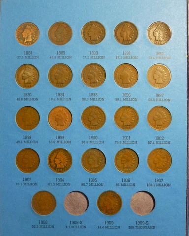 1859-1909 Indian Head Penny Cent Collection  Page 3 Whitman New Folder 22 coins Cover