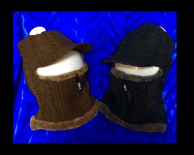 2pk GOEGU Best Deluxe 3 In 1 fur lined winter hat,Zip Up Collar,visor,65% cotton - Image 1 of 4