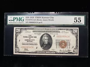 $20 1929 Kansas City MO National Currency Bank Note Bill PMG 55 - Picture 1 of 2