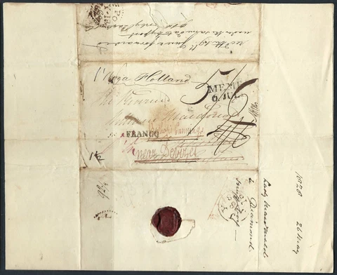 B&D: 1828 Holland-England stampless cover w/ commercial content Cover