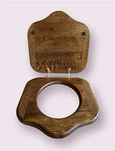 Solid Dark Oak Throne Style Toilet Seat For Close Coupled & Back to Wall - Picture 1 of 6