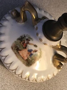 Alemán - Porcelana - Vanidad - Mesa - Lámpara - Base - Mano - Pintado - Imagen 1 de 4