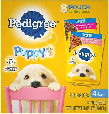 Pedigree Choice Cuts Puppy Wet Food Pouches, (8) Chicken & (8) Beef 3.5 oz - Image 1 of 4