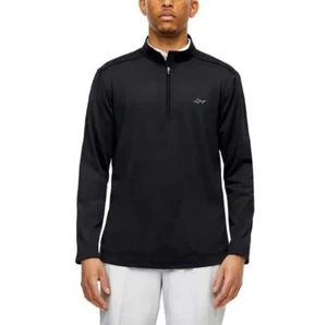 GREG NORMAN Maglione Uomo Micro Pile Foderato Quarto Zip Manica Lunga, NERO, M - Foto 1 di 3