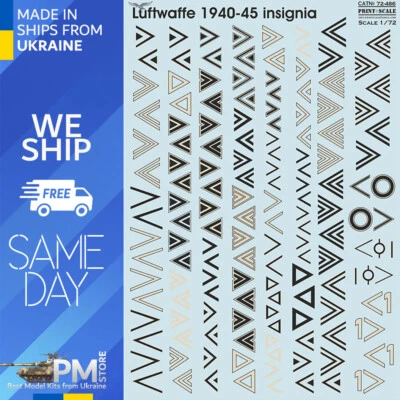 Print Scale 72-486 1/72 Luftwaffe 1940-45 insignia. Winkel.The complete set 1,5 - Image 1 of 3