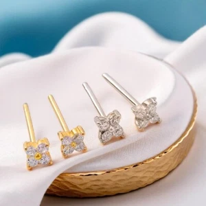 Small Flower Stud Earrings, Fashion Design, Womens Gold Jewellery, Unique Style - Picture 1 of 6