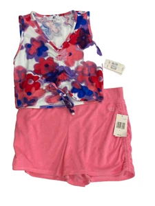 JUICY COUTURE  Pink  Abstract Terry Cloth Shorts & Top Set - L  - NWT $84 - Picture 1 of 6