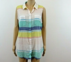 Merona Damen Tank Top Gr. XL Knopfleiste gestreift - Bild 1 von 7