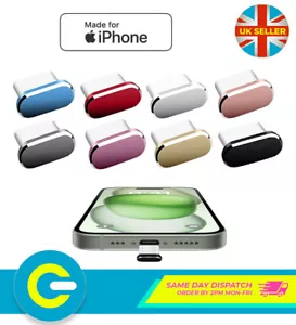 USB-C Metall & Gummi Ladeanschluss Anti-Staub Stecker Abdeckung Kappe für iPhone 15 Modelle - Bild 1 von 11