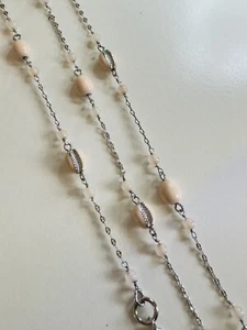 Soft Pink Seashell Necklace CAbi Palm Beach - Enamel, Rose Quartz, Silver tone - Picture 1 of 9