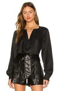 Jonathan Simkhai Standard Gr. XS Delilah Essentials Langarm Schlüsselloch Top - Bild 1 von 9