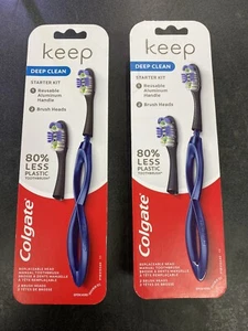 2 NEUE Colgate Keep Handzahnbürste Tiefenreinigung Starterset mit je 2 Bürstenköpfen - Bild 1 von 2