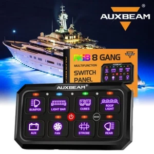 AUXBEAM RB80 RGB 8 Gang Switch Panel LED Light Bar Relay System For Marine Boat - Bild 1 von 12