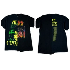 Camiseta Alice Cooper Kiss Mash Up Talla M Reciclada Camisas Combinadas Camiseta Banda Negra - Imagen 1 de 3