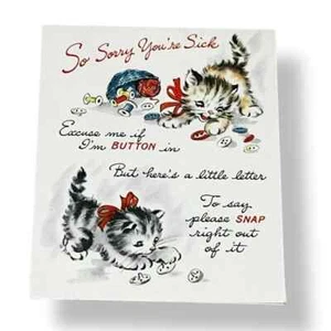 Hallmark So Sorry You’re Sick Kittens Katzen um 1943 Vintage Get Well Karte ABX - Bild 1 von 5