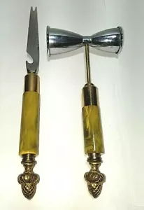 Sheffield England Eichel Marmor Bakelit Bar Cocktail Messer Öffner Jigger - Bild 1 von 12