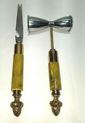  Sheffield Inglaterra Bellota Mármol Baquelita Bar Cóctel Cuchillo Abridor Jigger  Foto 1 de 4