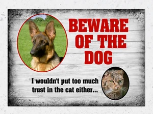 Attenzione al cane e gatto insegna fotografica in metallo da giardino/interno - aggiungi le tue foto - Foto 1 di 3
